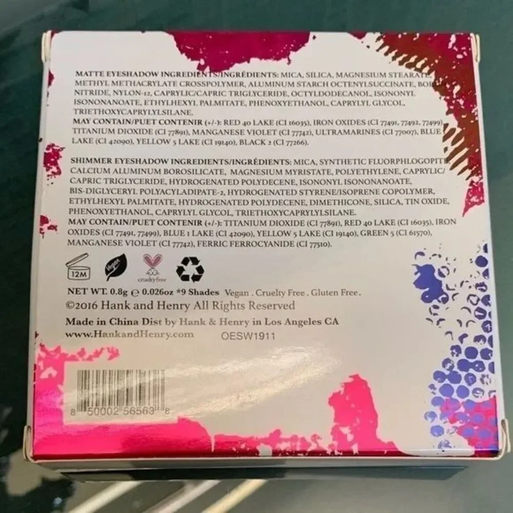 Hank and Henry Living Color Eyeshadow Palette Vegan Cruelty Free Makeup 9 Shades